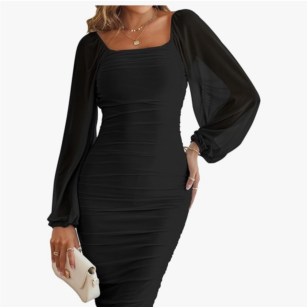 Elegant Black Long Sleeve Dress